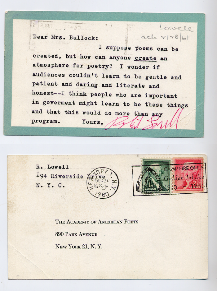 Robert Lowell's 1961 Postcard
